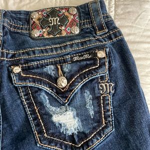 Miss Me Women's Boot Cut Jeans - Blue with Silver Accents